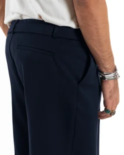 Pantaloni uomo viscosa baggy fondo ampio fusciacca blu GIOSAL-P6487A