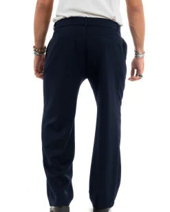 Pantaloni uomo viscosa baggy fondo ampio fusciacca blu GIOSAL-P6487A