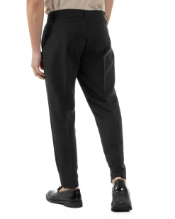 Pantaloni Uomo Viscosa Capri Classico Tasche America Pinces Nero P6228A