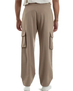 Pantaloni Uomo Viscosa Cargo Baggy Tinta Unita Camel P6360A