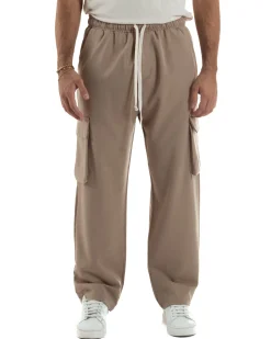 Pantaloni Uomo Viscosa Cargo Baggy Tinta Unita Camel P6360A