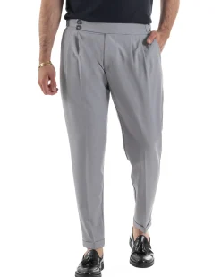 Pantaloni uomo viscosa fibbia abbottonatura allungata gurkha pants grigio BlackSunday P6497A