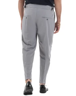 Pantaloni uomo viscosa fibbia abbottonatura allungata gurkha pants grigio BlackSunday P6497A