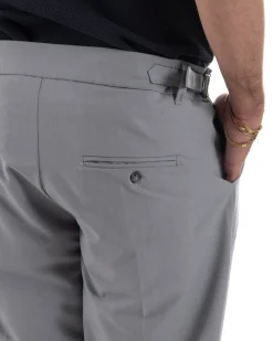 Pantaloni uomo viscosa fibbia abbottonatura allungata gurkha pants grigio BlackSunday P6497A