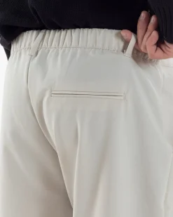 Pantaloni Uomo Viscosa Fondo Largo Baggy Con Pinces Comodo Elastico Sul Retro Relaxed Fit Casual Elegante Panna GIOSAL-P6239A