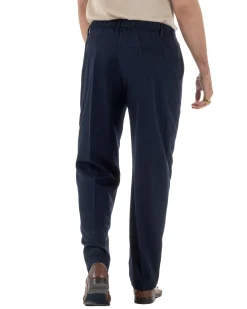 Pantaloni uomo viscosa leggero fondo largo baggy con pinces blu GIOSAL-P6470A
