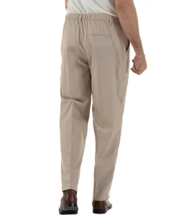 Pantaloni uomo viscosa leggero fondo largo baggy con pinces beige GIOSAL-P6472A