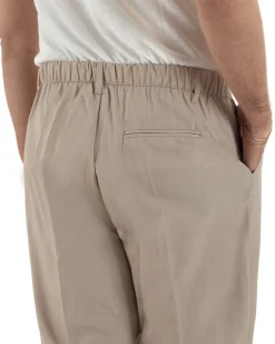 Pantaloni uomo viscosa leggero fondo largo baggy con pinces beige GIOSAL-P6472A