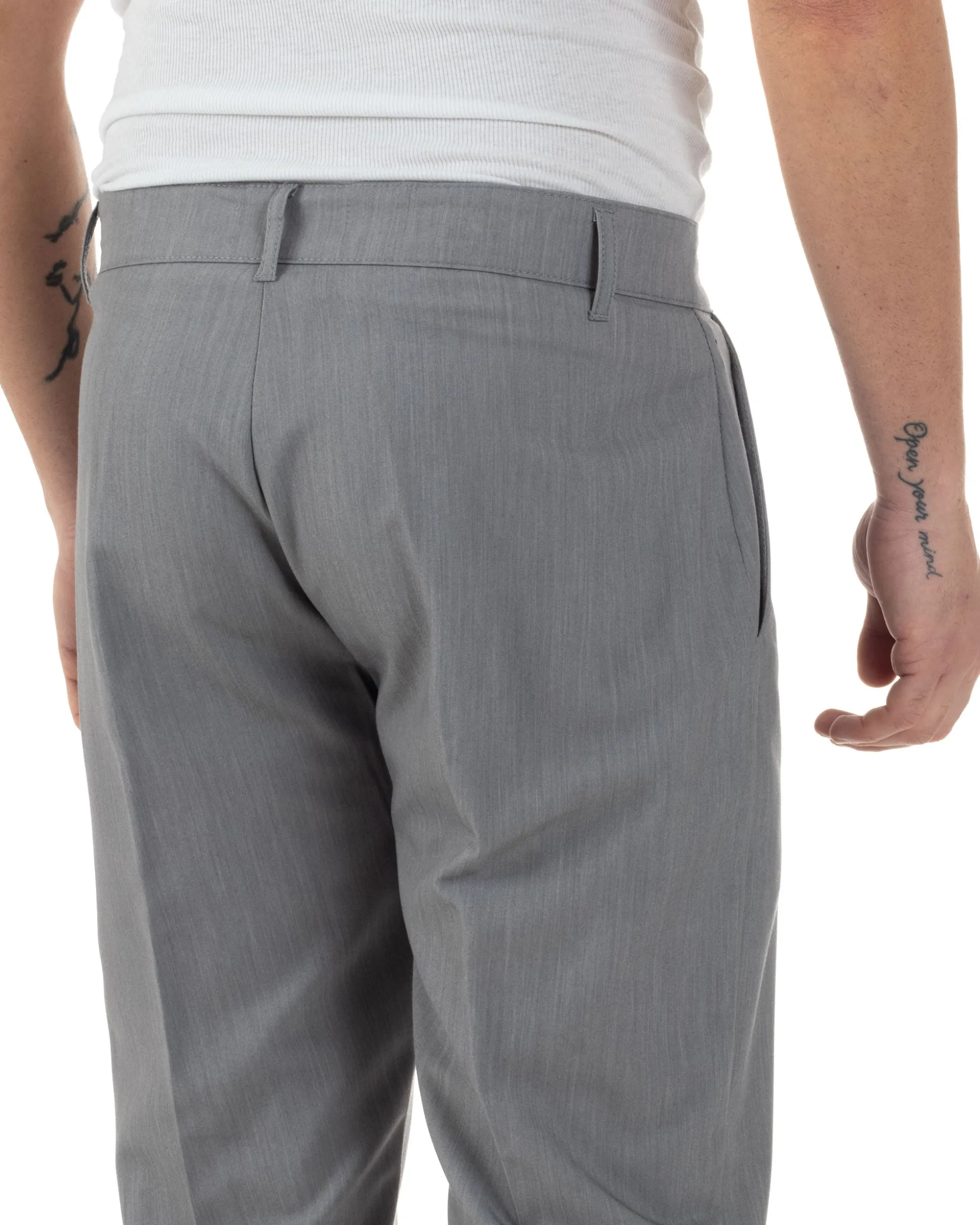 Pantaloni uomo viscosa leggera abbottonatura allungata tasche america classico grigio GIOSAL-P6250A