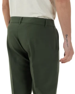 Pantaloni uomo viscosa leggera abbottonatura allungata tasche america classico verde GIOSAL-P6253A
