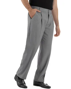 Pantaloni uomo viscosa leggero fondo largo baggy con pinces grigio GIOSAL-P6473A