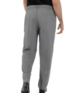 Pantaloni uomo viscosa leggero fondo largo baggy con pinces grigio GIOSAL-P6473A