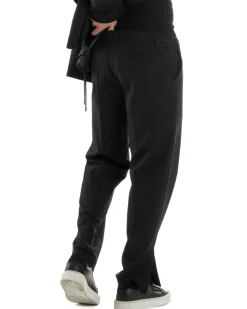Pantaloni Uomo Viscosa Palazzo Gamba Larga Spacchi Al Fondo Ampio Jogger Comodo Casual Tinta Unita Nero GIOSAL-P6297A