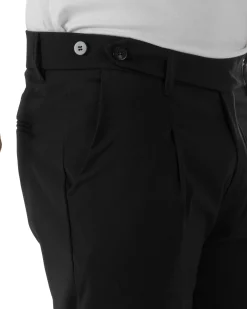 Pantaloni uomo viscosa pinces classico abbottonatura allungata estivo nero GIOSAL-P6454A