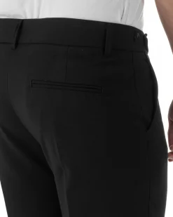Pantaloni uomo viscosa pinces classico abbottonatura allungata estivo nero GIOSAL-P6454A