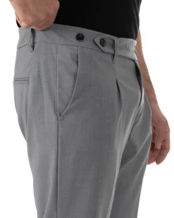 Pantaloni uomo viscosa pinces classico abbottonatura allungata estivo grigio GIOSAL-P6453A