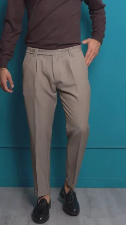 Pantaloni Uomo Viscosa Pinces Classico Abbottonatura Allungata Nero P6396A