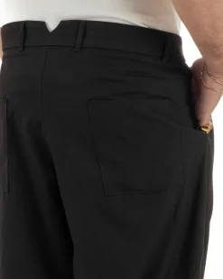 Pantaloni uomo viscosa pinces barrel fit strutturato nero GIOSAL-P6477A