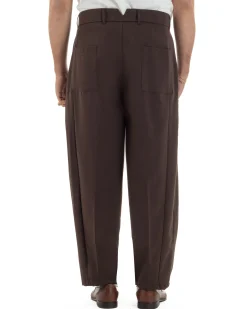 Pantaloni uomo viscosa pinces barrel fit strutturato marrone GIOSAL-P6476A