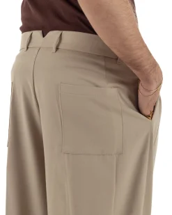 Pantaloni uomo viscosa pinces barrel fit strutturato beige GIOSAL-P6478A
