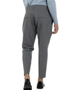 Pantaloni Uomo Viscosa Vita Alta Con Pinces Classico Casual Grigio P6372A
