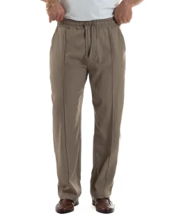 Pantaloni uomo viscosa wide leg coulisse pantalaccio nervatura beige GIOSAL-P6490A