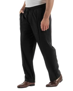 Pantaloni uomo viscosa wide leg coulisse pantalaccio nervatura nero GIOSAL-P6489A