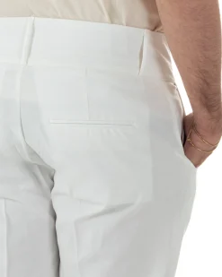 Pantaloni uomo vita alta con pinces classico bustino abbottonatura allungata casual viscosa estivo bianco GIOSAL-P6452A