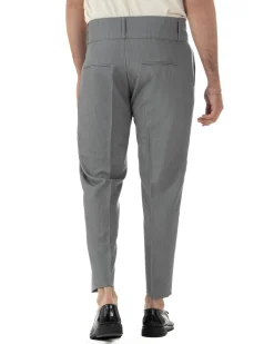 Pantaloni uomo vita alta con pinces classico bustino abbottonatura allungata casual viscosa estivo grigio GIOSAL-P6451A