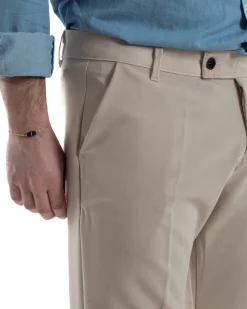 Pantaloni Viscosa Abbottonatura Allungata Basic Beige TCP1001A