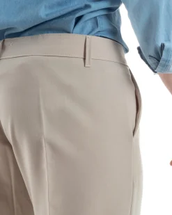 Pantaloni Viscosa Abbottonatura Allungata Basic Beige TCP1001A