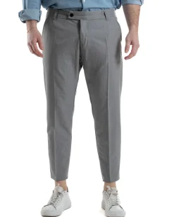 Pantaloni Viscosa Abbottonatura Allungata Basic Grigio TCP1003A
