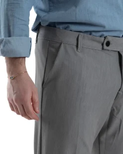 Pantaloni Viscosa Abbottonatura Allungata Basic Grigio TCP1003A