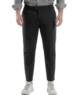Pantaloni Viscosa Abbottonatura Allungata Basic Nero TCP1002A
