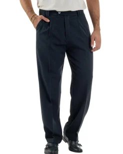 Pantaloni Viscosa Uomo Baggy Fondo Ampio Blu P5916A