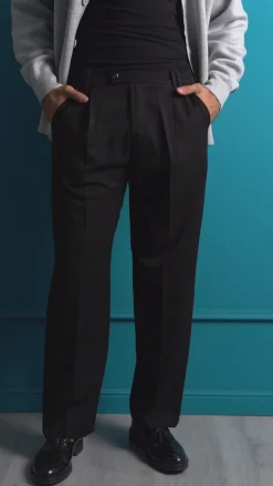 Pantaloni Viscosa Uomo Baggy Fondo Ampio Blu P5916A