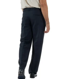 Pantaloni Viscosa Uomo Baggy Fondo Ampio Blu P5916A