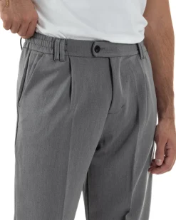 Pantaloni Viscosa Uomo Baggy Fondo Ampio Grigio P5914A