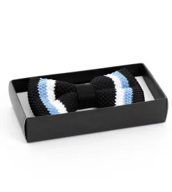 Papillon Farfalla Fiocco Uomo Unisex Accessorio Elegante Cerimonia Nero Rigato in Maglia GIOSAL-CP1092A