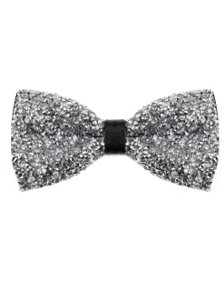 Papillon uomo unisex brillantinato cravattino elegante cerimonia argento GIOSAL-CP1168A