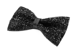 Papillon uomo unisex brillantinato cravattino elegante cerimonia nero GIOSAL-CP1167A