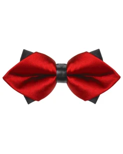 Papillon Uomo Unisex Con Punte Elegante Cerimonia Bicolore Tinta Unita Rosso GIOSAL-CP1137A