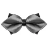 Papillon Uomo Unisex Con Punte Elegante Cerimonia Bicolore Tinta Unita Grigio Chiaro GIOSAL-CP1134A
