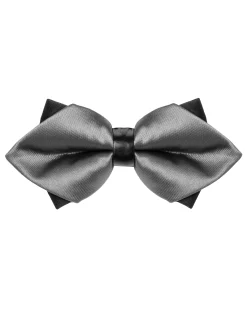 Papillon Uomo Unisex Con Punte Elegante Cerimonia Bicolore Tinta Unita Grigio Chiaro GIOSAL-CP1134A