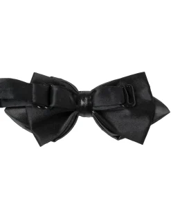 Papillon Uomo Unisex Con Punte Elegante Cerimonia Bicolore Tinta Unita Nero GIOSAL-CP1133A