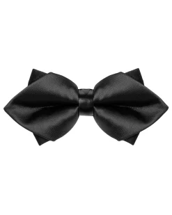 Papillon Uomo Unisex Con Punte Elegante Cerimonia Bicolore Tinta Unita Nero GIOSAL-CP1133A