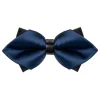 Papillon Uomo Unisex Con Punte Elegante Cerimonia Bicolore Tinta Unita Blu Scuro GIOSAL-CP1132A