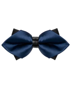 Papillon Uomo Unisex Con Punte Elegante Cerimonia Bicolore Tinta Unita Blu Scuro GIOSAL-CP1132A