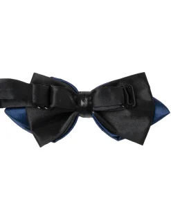 Papillon Uomo Unisex Con Punte Elegante Cerimonia Bicolore Tinta Unita Blu Scuro GIOSAL-CP1132A