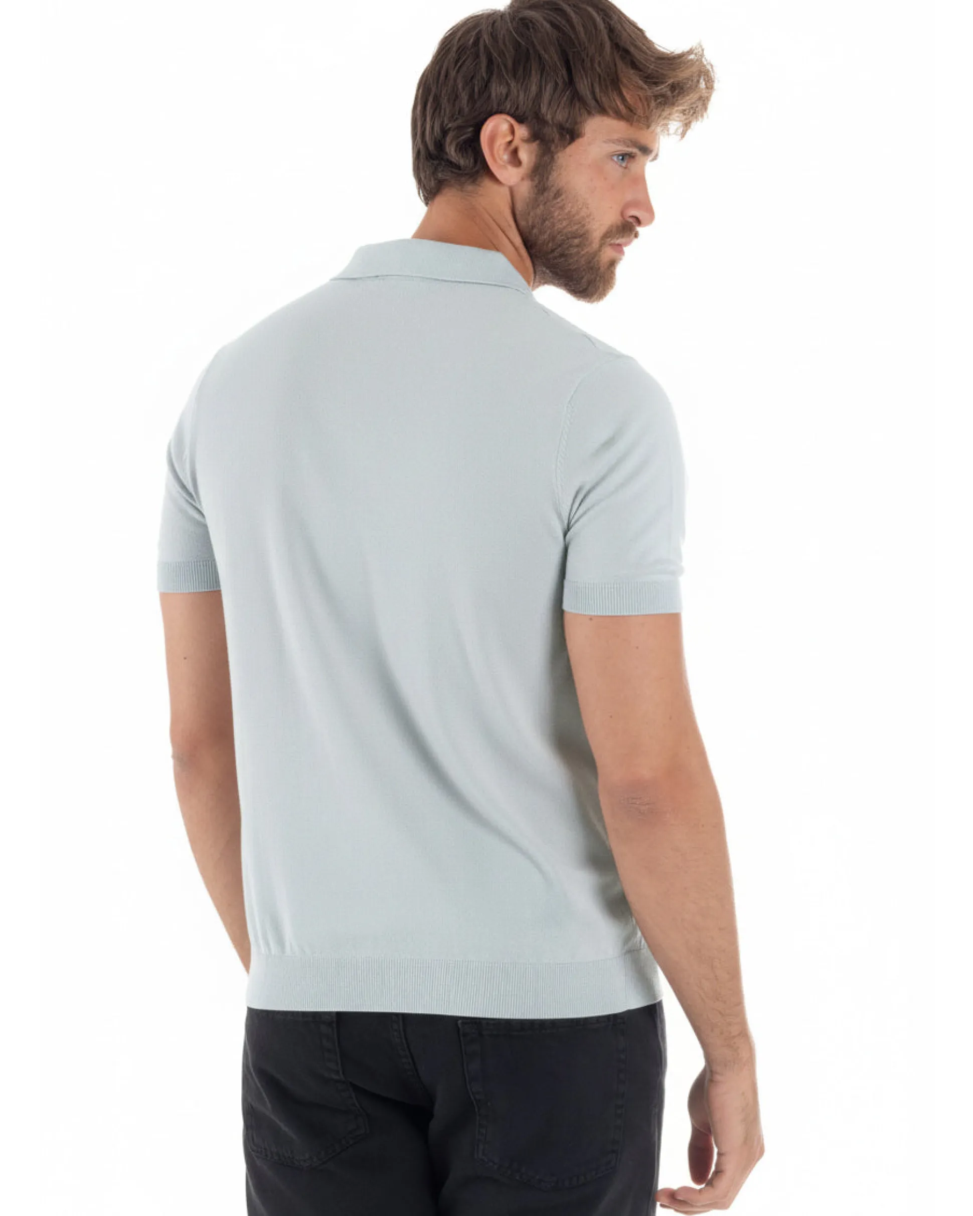 Polo uomo filo maglia con colletto t-shirt sottogiacca leggera ghiaccio GIOSAL-TS3206A
